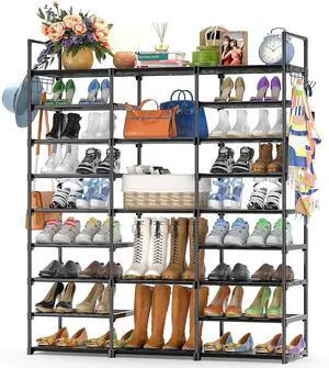 Kottwca 9-Tier Metal Shoe Rack Organizer for 50-55 Pairs - Space Saving Shoe Storage Shelf for Entryway, Closet, Bedroom, Hallway Kottwca 9-Tier Metal Shoe Rack Organizer for 50-55 Pairs - Space Saving Shoe Storage Shelf for Entryway, Closet, Bedroom, Hallway
