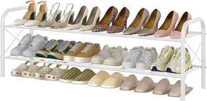 Hoctieon 2 Tier Shoe Rack for Closet, Durable Mesh Style Shoe Rack, Entryway Shoe Shelf, Shoe Storage Organizer for Hallway, Bedroom, Living Room, Wardrobe, White Hoctieon 2 Tier Shoe Rack for Closet, Durable Mesh Style Shoe Rack, Entryway Shoe Shelf, Shoe Storage Organizer for Hallway, Bedroom, Living Room, Wardrobe, White