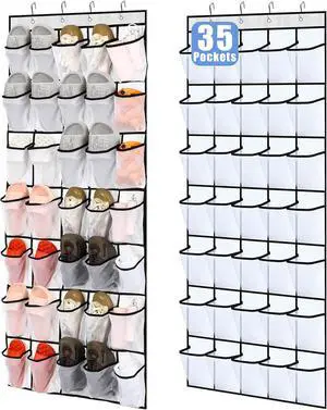 Windyun 2 Pcs 70 Large over The Door Shoe Organizer Hanging Shoe Rack for Closet Holder White Mesh Pockets Back to School Behind Door Hanger Storage Nonslip for Home Room School Dorm, Each 35 Pockets Windyun 2 Pcs 70 Large over The Door Shoe Organizer Hanging Shoe Rack for Closet Holder White Mesh Pockets Back to School Behind Door Hanger Storage Nonslip for Home Room School Dorm, Each 35 Pockets