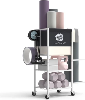 Multi-Functional Home Gym Storage Rack,Yoga Mat Storage on Wheels Multi-Functional Home Gym Storage Rack,Yoga Mat Storage on Wheels
