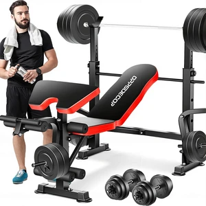 OPPSDECOR Weight Bench Set for Home Gym, 6-in-1 900LB Foldable Bench Press OPPSDECOR Weight Bench Set for Home Gym, 6-in-1 900LB Foldable Bench Press