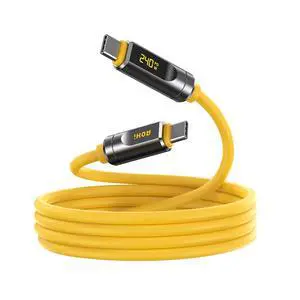 USB4 2.0 Cable with LED Display 6.6ft, 240W PD3.1 Fast Charging, 80Gbps Data Transfer, Dual 8K Display, The Future Adonis USB C Cable for MacBook Pro/iPhone 17 Pro Max/Galaxy/SSD/Docking, Yellow USB4 2.0 Cable with LED Display 6.6ft, 240W PD3.1 Fast Charging, 80Gbps Data Transfer, Dual 8K Display, The Future Adonis USB C Cable for MacBook Pro/iPhone 17 Pro Max/Galaxy/SSD/Docking, Yellow