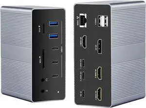 19-in-1 USB-C Docking Station, Dual Host Laptop Dock with Quad Display, 8K@30Hz & Dual 4K@60Hz, Triple HDMI + DP, PD 3.0, RJ45, USB Hub for Windows & Mac (UC-1901P) 19-in-1 USB-C Docking Station, Dual Host Laptop Dock with Quad Display, 8K@30Hz & Dual 4K@60Hz, Triple HDMI + DP, PD 3.0, RJ45, USB Hub for Windows & Mac (UC-1901P)