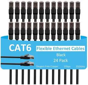 Cat6 Ethernet Cable 8 FT (24-Pack), Snagless Cat 6 Patch Cable, Upgraded Flexible PVC Jacket, Multi-Pack, OFC, 1Gbps, Cat6 Internet Network Cables, UTP, PC, Router, Servers, IT Data Center, Black Cat6 Ethernet Cable 8 FT (24-Pack), Snagless Cat 6 Patch Cable, Upgraded Flexible PVC Jacket, Multi-Pack, OFC, 1Gbps, Cat6 Internet Network Cables, UTP, PC, Router, Servers, IT Data Center, Black