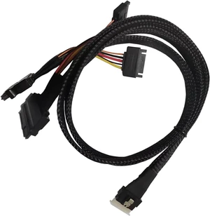 SFF8654(8i) to 2xSFF8639 NVME Extender Cord Hard Disk Cable 12/24Gbps Chassis Transmission Cable for Data Center Servers SFF8654(8i) to 2xSFF8639 NVME Extender Cord Hard Disk Cable 12/24Gbps Chassis Transmission Cable for Data Center Servers