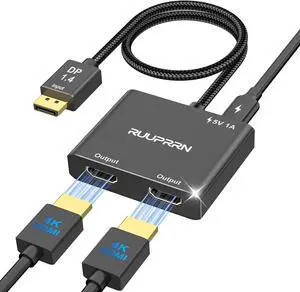 4K@60Hz DisplayPort to Dual HDMI Adapter DP 1.4 Source to HDMI 2.0 Splitter for Dual Monitors Display Port to HDMI Splitter 1 in 2 Out Extended Display for PC Graphic Card 4K@60Hz DisplayPort to Dual HDMI Adapter DP 1.4 Source to HDMI 2.0 Splitter for Dual Monitors Display Port to HDMI Splitter 1 in 2 Out Extended Display for PC Graphic Card