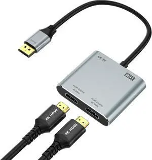 DisplayPort to Dual HDMI Adapter 4K@60Hz HDMI Splitter Extended Display 1 in 2 Out MST Hub for Dual Monitors Display Port to HDMI Splitter for PC Graphic Card DisplayPort to Dual HDMI Adapter 4K@60Hz HDMI Splitter Extended Display 1 in 2 Out MST Hub for Dual Monitors Display Port to HDMI Splitter for PC Graphic Card