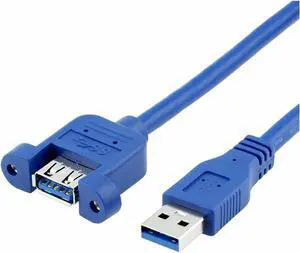 USB 3.0 Male to Female Extension Cable with Panel Mount Screw Lock Connector Adapter Cord Fit Fit Compatible Computer (with Screws)(180cm) USB 3.0 Male to Female Extension Cable with Panel Mount Screw Lock Connector Adapter Cord Fit Fit Compatible Computer (with Screws)(180cm)