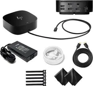 Genuine HP Docking Station for Laptop Dual Monitor and Charging Bundle-HP USB-C G5 Dock 5YH26AV#ABA with 120W AC Adapter, HDMI Cable & USB-C Cable & 2 x Fiber Cloth & 5 x Reusable Cable Ties Genuine HP Docking Station for Laptop Dual Monitor and Charging Bundle-HP USB-C G5 Dock 5YH26AV#ABA with 120W AC Adapter, HDMI Cable & USB-C Cable & 2 x Fiber Cloth & 5 x Reusable Cable Ties