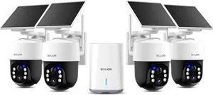 SOLIOM Security Cameras Wireless Outdoor,4K Ultra HD for Day and Night, No Subscription,Built in Radar,Solar Powered Cameras for Home Security, 360° Pan Tilt Auto Tracking,5G & 2.4G WiFi, 4-Cam Kit SOLIOM Security Cameras Wireless Outdoor,4K Ultra HD for Day and Night, No Subscription,Built in Radar,Solar Powered Cameras for Home Security, 360° Pan Tilt Auto Tracking,5G & 2.4G WiFi, 4-Cam Kit