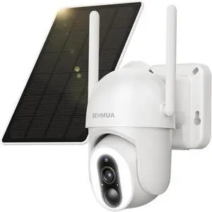 SEHMUA Solar Security Cameras Wireless Outdoor with 500-Lumen Super-Bright LEDs Spotlights, 2K 360° View Outdoor Camera Wireless, Color Night Vision, PIR Motion Detection,2-Way Audio SEHMUA Solar Security Cameras Wireless Outdoor with 500-Lumen Super-Bright LEDs Spotlights, 2K 360° View Outdoor Camera Wireless, Color Night Vision, PIR Motion Detection,2-Way Audio