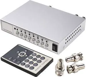UHPPOTE Color Quad System Security Video Splitter Camera Processor 2CH Remote Control with 3 BNC Connector Adapter UHPPOTE Color Quad System Security Video Splitter Camera Processor 2CH Remote Control with 3 BNC Connector Adapter