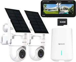 UCOCARE Solar Security Camera System, Stable 300m WiFi Coverage, 4K Solar Cameras for Home Security with Base Station, 64GB TF Card, No Subscription, 360° AutoTracking, 5G & 2.4G WiFi, 2 Cam-Kit UCOCARE Solar Security Camera System, Stable 300m WiFi Coverage, 4K Solar Cameras for Home Security with Base Station, 64GB TF Card, No Subscription, 360° AutoTracking, 5G & 2.4G WiFi, 2 Cam-Kit
