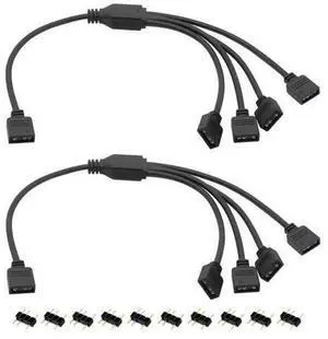 2Pcs ARGB Splitter Cable, 1-to-4 Female to Female 5V 3 Pin Addressable RGB Splitter Extension Cable ARGB LED Sync Cable-AB01 2Pcs ARGB Splitter Cable, 1-to-4 Female to Female 5V 3 Pin Addressable RGB Splitter Extension Cable ARGB LED Sync Cable-AB01
