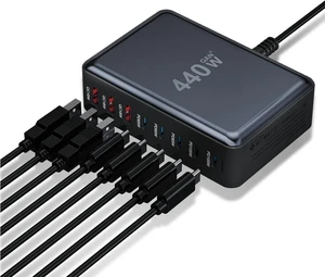 USB C Charger 440W USB C Charger Block Upgraded GaN IV 8-Port Charging Station Hub Travel Essentials 100W Fast Charging Laptop Adapter for MacBook Pro/Air Deck iPhone 17/16 Galaxy S25/24 USB C Charger 440W USB C Charger Block Upgraded GaN IV 8-Port Charging Station Hub Travel Essentials 100W Fast Charging Laptop Adapter for MacBook Pro/Air Deck iPhone 17/16 Galaxy S25/24