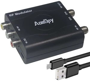 RCA RF Coaxial Modulator VHF Converter CVBS Adapter w/Channel 3/4 Switch for DVD Blu-ray Player DVR VCRs Satellite Set-top Cable Box PS2 PS3 Xbox 360 WII NS AV Video to F Type Analog Coax NTSC TV RCA RF Coaxial Modulator VHF Converter CVBS Adapter w/Channel 3/4 Switch for DVD Blu-ray Player DVR VCRs Satellite Set-top Cable Box PS2 PS3 Xbox 360 WII NS AV Video to F Type Analog Coax NTSC TV