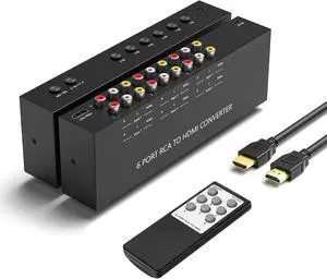 6 Port RCA to HDMI 1080P/720P 6 Way AV to HDMI Converter Composite CVBS AV Switch to HDMI Converter Adapter Support 4:3/16:9 Switching for Sega Xbox PS2 PS3 N64 NGC SNES WII VHS VCR Camera 6 Port RCA to HDMI 1080P/720P 6 Way AV to HDMI Converter Composite CVBS AV Switch to HDMI Converter Adapter Support 4:3/16:9 Switching for Sega Xbox PS2 PS3 N64 NGC SNES WII VHS VCR Camera