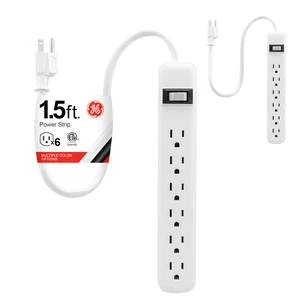 Power Strip, 2 Pack, 6 Outlet Extender, 1.5 ft Extension Cord, Plastic Multiple Outlets, Wall Mount, On Off Switch, Home Office Dorm Essentials, ETL Safety Listed, White, 14833 Power Strip, 2 Pack, 6 Outlet Extender, 1.5 ft Extension Cord, Plastic Multiple Outlets, Wall Mount, On Off Switch, Home Office Dorm Essentials, ETL Safety Listed, White, 14833