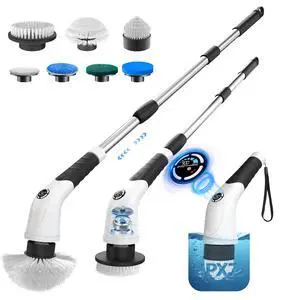 Cordless Electric Spin Scrubber, IPX7 Waterproof Rechargeable Power Cleaning Brush with 4000mAh Battery, 210min Runtime, 7 Brush Heads, 3 Adjustable Speeds, for Shower, Tub, Tile, Kitchen, Floor Cordless Electric Spin Scrubber, IPX7 Waterproof Rechargeable Power Cleaning Brush with 4000mAh Battery, 210min Runtime, 7 Brush Heads, 3 Adjustable Speeds, for Shower, Tub, Tile, Kitchen, Floor