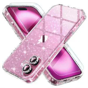 Compatible for iPhone 16 Case Women Phone Case, Cute Bling Sparkly, Military Grade Drop Protection, 2 Diamond Camera Lens Covers, 2 Tempered Glass Protectors, 6.1 inch (Glitter Clear) Compatible for iPhone 16 Case Women Phone Case, Cute Bling Sparkly, Military Grade Drop Protection, 2 Diamond Camera Lens Covers, 2 Tempered Glass Protectors, 6.1 inch (Glitter Clear)
