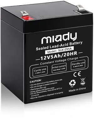 12V 5Ah Rechargeable Sealed Lead Acid Battery (1 Pack) 12V 5Ah Rechargeable Sealed Lead Acid Battery (1 Pack)
