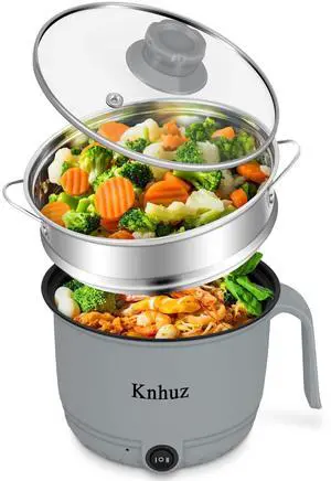 Hot Pot Electric With Steamer,Rapid Ramen Cooker,1.8L Mini Portable Self Heating Electric Pot For Cooking Noodles Steak Pasta,Shabu Shabu Hotpot Pot Electric Dorm Lazy Pot,Non-Stick Gray Hot Pot Electric With Steamer,Rapid Ramen Cooker,1.8L Mini Portable Self Heating Electric Pot For Cooking Noodles Steak Pasta,Shabu Shabu Hotpot Pot Electric Dorm Lazy Pot,Non-Stick Gray