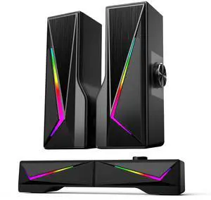 Computer Speakers for Desktop, Bluetooth & USB Input, USB Powered Gaming Stereo Speakers for PC Laptop Monitor, 6 Colorful RGB Modes, Detachable 2-in-1 Design (Package Only 2 Speaker) Computer Speakers for Desktop, Bluetooth & USB Input, USB Powered Gaming Stereo Speakers for PC Laptop Monitor, 6 Colorful RGB Modes, Detachable 2-in-1 Design (Package Only 2 Speaker)