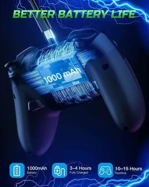 Switch Controllers Compatible with Switch/Lite/OLED/PC Windows, 1000mAh Programmable RGB Lightning LED, Wireless Pro Controller with One Key Pairing/Wake Up/Turbo/Vibration Switch Controllers Compatible with Switch/Lite/OLED/PC Windows, 1000mAh Programmable RGB Lightning LED, Wireless Pro Controller with One Key Pairing/Wake Up/Turbo/Vibration