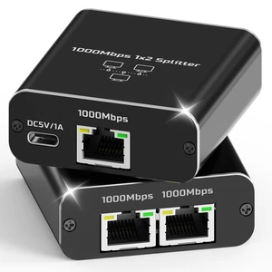 Ethernet Splitter 1 to 2, 1000Mbps High Speed LAN Splitter with USBC Power, RJ45 Network Adapter Supports 2 Devices Simultaneously, Compatible with Cat8/7/6/5 Cable Ethernet Splitter 1 to 2, 1000Mbps High Speed LAN Splitter with USBC Power, RJ45 Network Adapter Supports 2 Devices Simultaneously, Compatible with Cat8/7/6/5 Cable