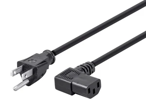 6ft 14AWG Right Angle Power Cord Cable w/ 3 Conductor PC Power Connector Socket (C13/5-15P) - Black 6ft 14AWG Right Angle Power Cord Cable w/ 3 Conductor PC Power Connector Socket (C13/5-15P) - Black