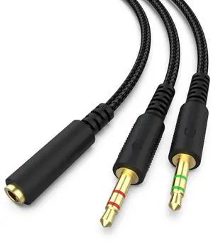 Replacement Audio Cable Cord Wire with Y Splitter for Razer Kraken X/BlackShark V2 Pro/Razer Nari Headphone Gaming Headset Adapter to PC/Speaker/Headphone Replacement Audio Cable Cord Wire with Y Splitter for Razer Kraken X/BlackShark V2 Pro/Razer Nari Headphone Gaming Headset Adapter to PC/Speaker/Headphone