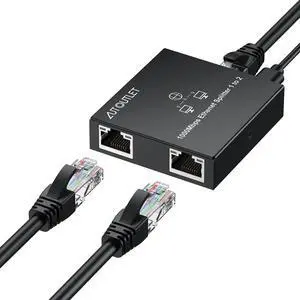 Ethernet Splitter 1 to 2, 1000Mbps RJ45 Gigabit Internet Splitter, Plug and Play, 1M USB Cable Powered Ethernet Switch 2 Port for Cat5/5e/6/7/8 Cable Ethernet Splitter 1 to 2, 1000Mbps RJ45 Gigabit Internet Splitter, Plug and Play, 1M USB Cable Powered Ethernet Switch 2 Port for Cat5/5e/6/7/8 Cable