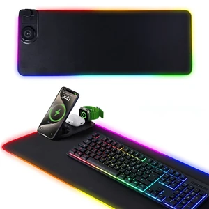 3 in 1 RGB Gaming Mouse Pad, Wireless Charging Mouse Mat Fast Charging for Phones Earbuds & Apple Watch, 15 Dynamic Lighting Modes, 31.5''x11.8'' Large Keyboard Pad with Magnetic Phone Holder 3 in 1 RGB Gaming Mouse Pad, Wireless Charging Mouse Mat Fast Charging for Phones Earbuds & Apple Watch, 15 Dynamic Lighting Modes, 31.5''x11.8'' Large Keyboard Pad with Magnetic Phone Holder