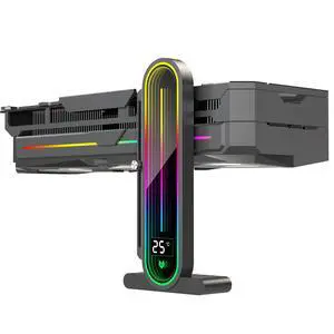 ARGB GPU Support Bracket, Universal GPU Bracket with Temperature Display, Graphics Video Card Brace with Height Adjustable ARGB GPU Support Bracket, Universal GPU Bracket with Temperature Display, Graphics Video Card Brace with Height Adjustable