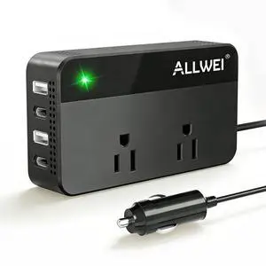 200W Car Power Inverter 12V DC to 110V AC with USB C | Car Inverter with 4 USB Fast Charging Ports (2 USB-A & 2 USB-C), Powers Phones, Laptops and Small Devices for Road Trips 200W Car Power Inverter 12V DC to 110V AC with USB C | Car Inverter with 4 USB Fast Charging Ports (2 USB-A & 2 USB-C), Powers Phones, Laptops and Small Devices for Road Trips