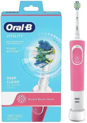 Vitality FlossAction Electric Toothbrush with Replacement Brush Head, Pink Vitality FlossAction Electric Toothbrush with Replacement Brush Head, Pink