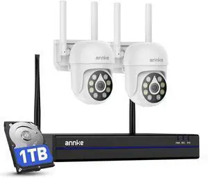 ANNKE Wireless Camera System, 16CH Expandable 4K Security NVR, 2Pcs 5MP Outdoor Cameras, 2-Way Audio, Dual-Band WiFi, Human Detection, IP66 Waterproof, 1TB HDD, Compatible with Alexa, 24/7 Protection ANNKE Wireless Camera System, 16CH Expandable 4K Security NVR, 2Pcs 5MP Outdoor Cameras, 2-Way Audio, Dual-Band WiFi, Human Detection, IP66 Waterproof, 1TB HDD, Compatible with Alexa, 24/7 Protection