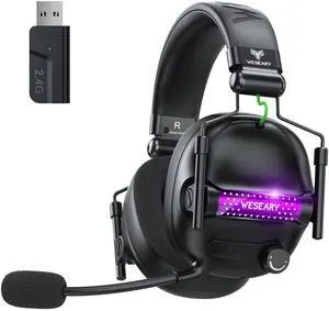 Wireless Gaming Headset with Mic, Gaming Headphones for PS5, PS4, PC, Switch & Mac, Bluetooth 5.4 & 2.4GHz Wireless Headset, 3D Surround Sound, 50mm Drivers, 50Hr Battery Life, LED Lighting Wireless Gaming Headset with Mic, Gaming Headphones for PS5, PS4, PC, Switch & Mac, Bluetooth 5.4 & 2.4GHz Wireless Headset, 3D Surround Sound, 50mm Drivers, 50Hr Battery Life, LED Lighting