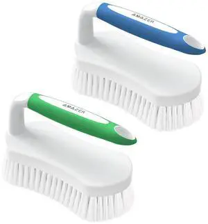 Scrub Brush for Cleaning Comfort Grip Shower Scrubber Flexible Stiff Bristles with Handle Heavy Duty Cleaner Brush for Tub Sink Carpet Floor - Pack of 2 (Blue+Green) Scrub Brush for Cleaning Comfort Grip Shower Scrubber Flexible Stiff Bristles with Handle Heavy Duty Cleaner Brush for Tub Sink Carpet Floor - Pack of 2 (Blue+Green)