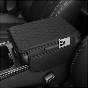 Upgraded Car Center Console Cover,Microfiber Leather Car Armrest Cover Cushion with 2 Storage Bags,Universal Car Armrest Storage Box (Black) Upgraded Car Center Console Cover,Microfiber Leather Car Armrest Cover Cushion with 2 Storage Bags,Universal Car Armrest Storage Box (Black)