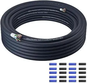 9 Conductor Speaker Wire 20 FT, 18 Gauge CCA Stranded Cable, 18AWG 4-Channel Speaker Wire and Remote Wire for Car Audio Systems, Ultra-Flex and Easy Peel Jacket, Blue 9 Conductor Speaker Wire 20 FT, 18 Gauge CCA Stranded Cable, 18AWG 4-Channel Speaker Wire and Remote Wire for Car Audio Systems, Ultra-Flex and Easy Peel Jacket, Blue
