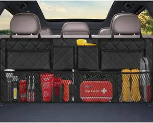 Car Trunk Organizer, Large Capacity Backseat Trunk Organizer (42"*18"), Collapsible Car Storage Bag with 8 Pockets, SUV/MPV/Truck - Black Car Trunk Organizer, Large Capacity Backseat Trunk Organizer (42"*18"), Collapsible Car Storage Bag with 8 Pockets, SUV/MPV/Truck - Black
