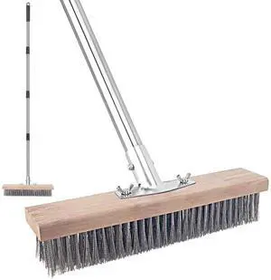 Stainless Steel Wire Scrub Brush with Long Handle for Deck, Concrete, Patio Floor Cleaning, 59'' Heavy Duty Stiff Metal Bristle Scrubber Broom for Outdoor Moss Removal Stainless Steel Wire Scrub Brush with Long Handle for Deck, Concrete, Patio Floor Cleaning, 59'' Heavy Duty Stiff Metal Bristle Scrubber Broom for Outdoor Moss Removal