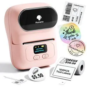 M110 Label Printer, Portable Thermal Sticker Printer with Display 2 Inch Pink Bluetooth Label Maker Easy to Use for Small Business, Home, School, Office, APP with 6000+ Templates M110 Label Printer, Portable Thermal Sticker Printer with Display 2 Inch Pink Bluetooth Label Maker Easy to Use for Small Business, Home, School, Office, APP with 6000+ Templates