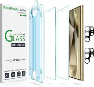 OneTouch for Samsung Galaxy S24 Ultra Screen Protector TemperedGlass | Auto-Alignment, 30s Install, Bubble Free, Scratch & Drop Protection, HD Clear, Camera Lens Protector, 2+2 Pack (S24U-6.8'') OneTouch for Samsung Galaxy S24 Ultra Screen Protector TemperedGlass | Auto-Alignment, 30s Install, Bubble Free, Scratch & Drop Protection, HD Clear, Camera Lens Protector, 2+2 Pack (S24U-6.8'')