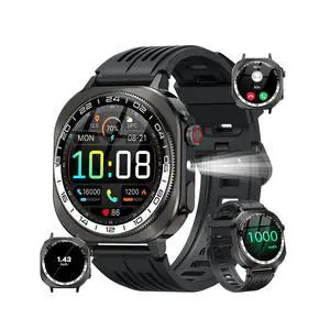 Military Smart Watches for Men(Answer/Make Call), AMOLED 1.43" Smartwatch, Flashlight/130+ Sports/Heart Rate/Sleep Monitor/Fitness Activity Tracker, IP68 Waterproof Fitness Watch for Android iOS Military Smart Watches for Men(Answer/Make Call), AMOLED 1.43" Smartwatch, Flashlight/130+ Sports/Heart Rate/Sleep Monitor/Fitness Activity Tracker, IP68 Waterproof Fitness Watch for Android iOS