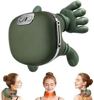 Neck Massager with Heat, Cordless Human-Like Massage, Pain Relief, Green Neck Massager with Heat, Cordless Human-Like Massage, Pain Relief, Green