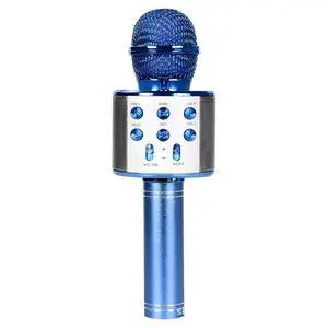 Wireless Bluetooth Karaoke Microphone Portable Handheld Mic Speaker 3-in-1 for All Smartphones Gifts Blue Wireless Bluetooth Karaoke Microphone Portable Handheld Mic Speaker 3-in-1 for All Smartphones Gifts Blue