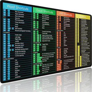 Excel Shortcuts Large Mouse Pad, Excel/Word/Power Point/Windows 31.5" x 15.7" Gaming Mousepad with Stitched Edge, Non-Slip Rubber Base Waterproof Big Long Keyboard Mat for Gamer, Office & Home Excel Shortcuts Large Mouse Pad, Excel/Word/Power Point/Windows 31.5" x 15.7" Gaming Mousepad with Stitched Edge, Non-Slip Rubber Base Waterproof Big Long Keyboard Mat for Gamer, Office & Home