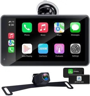Portable Carplay Screen with Backup Camera - Bluetooth Fast Connects in 1s | HD 1080P Touchscreen Supports Both Apple CarPlay & Android Auto - No Dashboard Removal, GPS Navigation, Voice Control Portable Carplay Screen with Backup Camera - Bluetooth Fast Connects in 1s | HD 1080P Touchscreen Supports Both Apple CarPlay & Android Auto - No Dashboard Removal, GPS Navigation, Voice Control